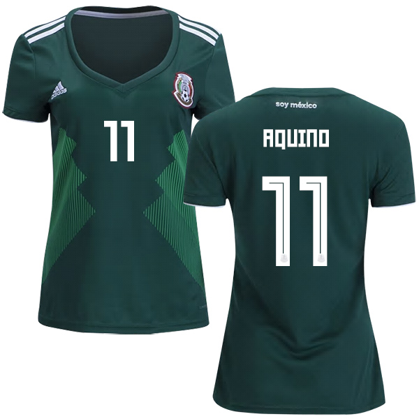 Women's Mexico #11 Aquino Home Soccer Country Jersey Women's Mexico #11 Aquino Home Soccer Country Jersey