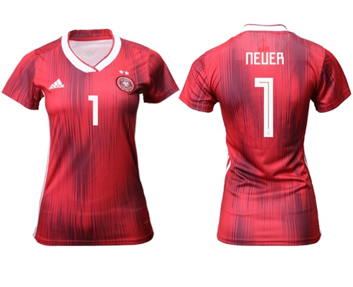 Women's Germany #1 Neuer Away Soccer Country Jersey Women's Germany #1 Neuer Away Soccer Country Jersey