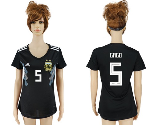 Women's Argentina #5 Gago Away Soccer Country Jersey Women's Argentina #5 Gago Away Soccer Country Jersey