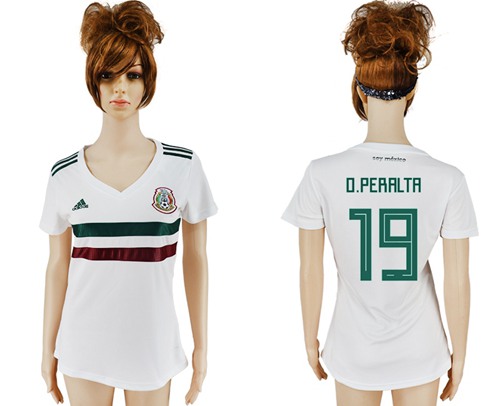 Women's Mexico #19 O.Peralta Away Soccer Country Jersey Women's Mexico #19 O.Peralta Away Soccer Country Jersey