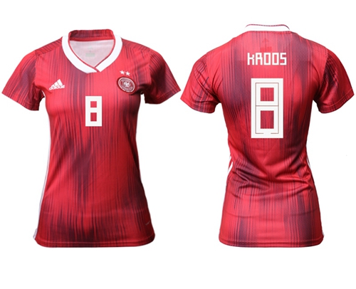 Women's Germany #8 Kroos Away Soccer Country Jersey Women's Germany #8 Kroos Away Soccer Country Jersey