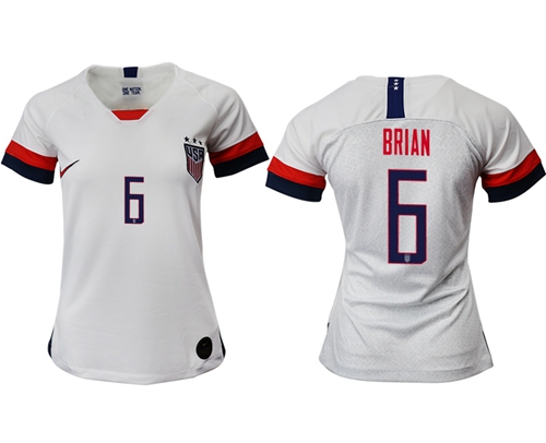 Women's USA #6 Brian Home Soccer Country Jersey Women's USA #6 Brian Home Soccer Country Jersey