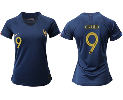 Women's France #9 Giroud Home Soccer Country Jersey Women's France #9 Giroud Home Soccer Country Jersey