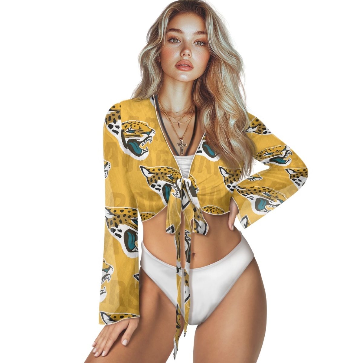 Women's Jacksonville Jaguars Swimsuit Cover Up Long Sleeve Sheer V Neck Lightweight Tie Front Cardigan Beach Shirts Bathing Suit Coverup 001(Pls check description for details) Women's Jacksonville Jaguars Swimsuit Cover Up Long Sleeve Sheer V Neck Lightweight Tie Front Cardigan Beach Shirts Bathing Suit Coverup 001(Pls check description for details)