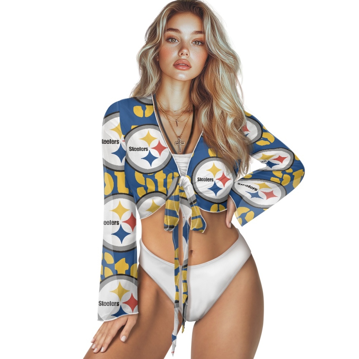 Women's Pittsburgh Steelers Swimsuit Cover Up Long Sleeve Sheer V Neck Lightweight Tie Front Cardigan Beach Shirts Bathing Suit Coverup 001(Pls check description for details) Women's Pittsburgh Steelers Swimsuit Cover Up Long Sleeve Sheer V Neck Lightweight Tie Front Cardigan Beach Shirts Bathing Suit Coverup 001(Pls check description for details)