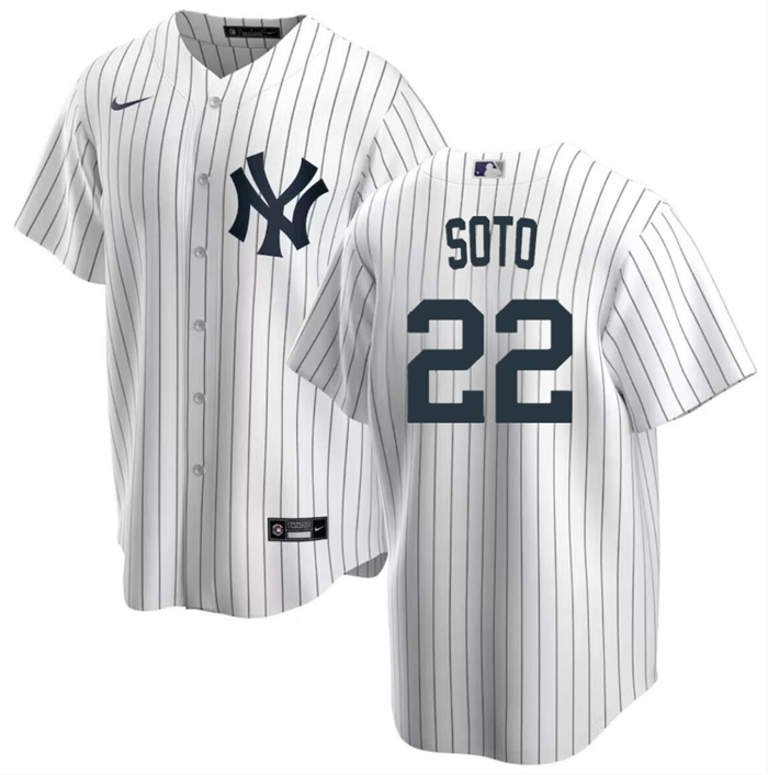 Men's New York Yankees #22 Juan Soto White Cool Base Stitched Baseball Jersey Men's New York Yankees #22 Juan Soto White Cool Base Stitched Baseball Jersey