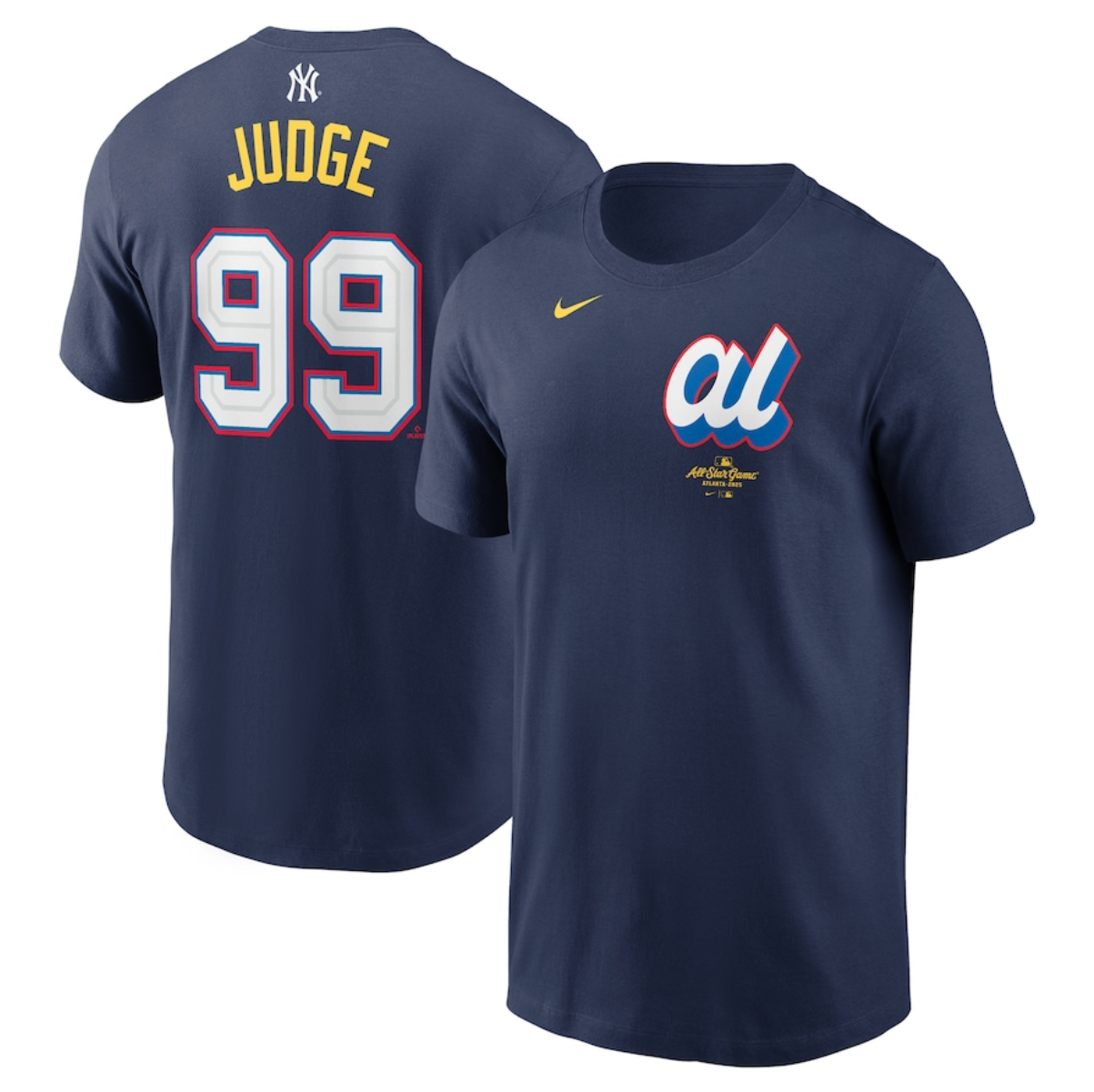 Men's American League #99 Aaron Judge Navy 2025 All-Star Edition Name & Number T-Shirt Men's American League #99 Aaron Judge Navy 2025 All-Star Edition Name & Number T-Shirt
