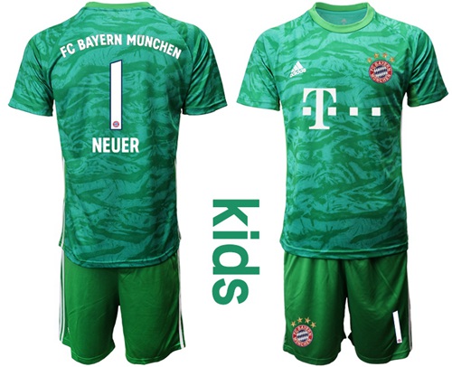 Bayern Munchen #1 Neuer Green Goalkeeper Kid Soccer Club Jersey Bayern Munchen #1 Neuer Green Goalkeeper Kid Soccer Club Jersey