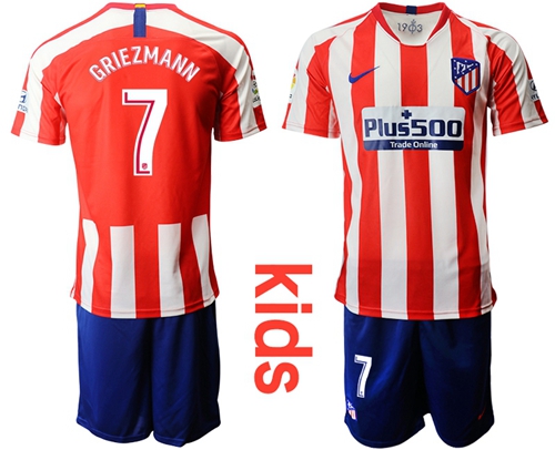 Atletico Madrid #7 Griezmann Home Kid Soccer Club Jersey