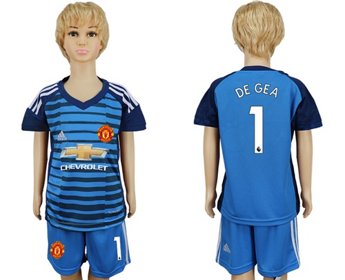 Manchester United #1 De Gea Blue Kid Soccer Club Jersey Manchester United #1 De Gea Blue Kid Soccer Club Jersey