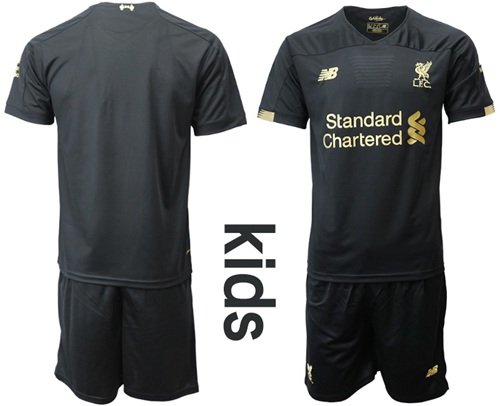 Liverpool Blank Black Goalkeeper Kid Soccer Club Jersey