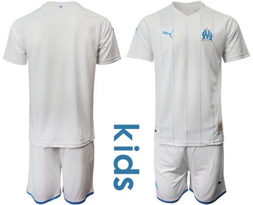 Marseille Blank Home Kid Soccer Club Jersey