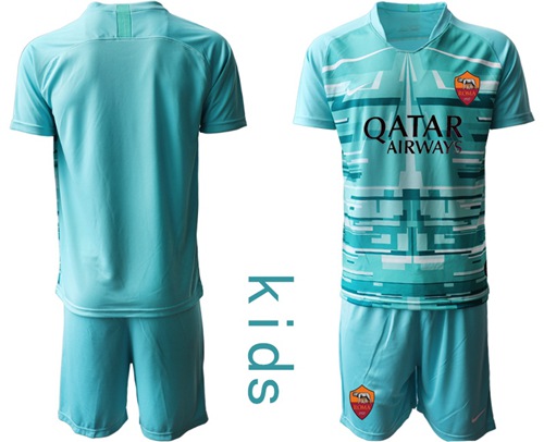 Roma Blank Blue Goalkeeper Kid Soccer Club Jersey