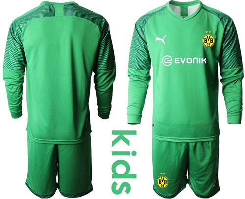 Dortmund Blank Green Goalkeeper Long Sleeves Kid Soccer Club Jersey Dortmund Blank Green Goalkeeper Long Sleeves Kid Soccer Club Jersey