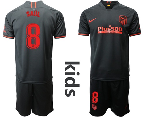 Atletico Madrid #8 Saul Away Kid Soccer Club Jersey Atletico Madrid #8 Saul Away Kid Soccer Club Jersey