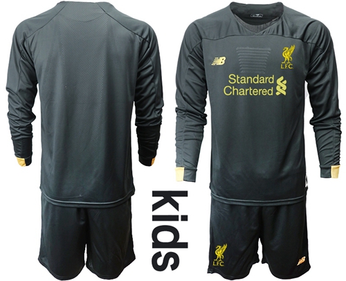 Liverpool Blank Black Goalkeeper Long Sleeves Kid Soccer Club Jersey Liverpool Blank Black Goalkeeper Long Sleeves Kid Soccer Club Jersey