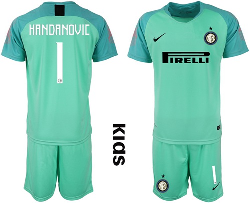 Inter Milan #1 Handanovic Green Goalkeeper Kid Soccer Club Jersey