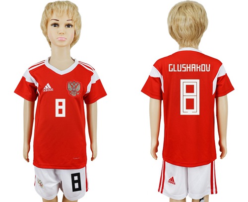 Russia #8 Glushakov Home Kid Soccer Country Jersey Russia #8 Glushakov Home Kid Soccer Country Jersey
