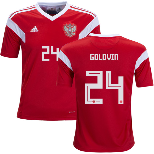 Russia #24 Golovin Home Kid Soccer Country Jersey Russia #24 Golovin Home Kid Soccer Country Jersey
