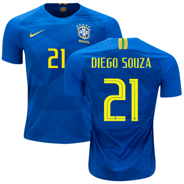 Brazil #21 Diego Souza Away Kid Soccer Country Jersey Brazil #21 Diego Souza Away Kid Soccer Country Jersey