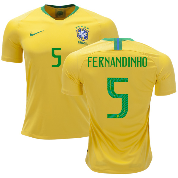 Brazil #5 Fernandinho Home Kid Soccer Country Jersey Brazil #5 Fernandinho Home Kid Soccer Country Jersey
