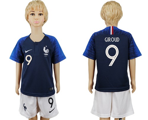 France #9 Giroud Home Kid Soccer Country Jersey France #9 Giroud Home Kid Soccer Country Jersey