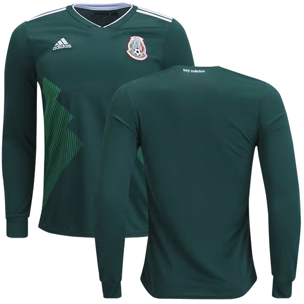 Mexico Blank Home Long Sleeves Kid Soccer Country Jersey Mexico Blank Home Long Sleeves Kid Soccer Country Jersey