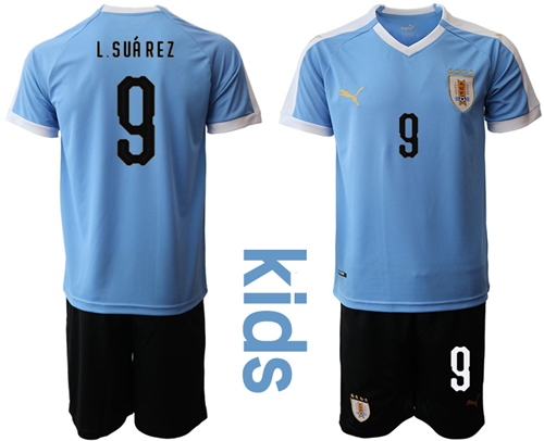 Uruguay #9 L.Suarez Home Kid Soccer Country Jersey Uruguay #9 L.Suarez Home Kid Soccer Country Jersey