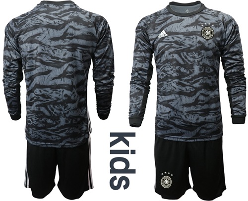 Germany Blank Black Goalkeeper Long Sleeves Kid Soccer Country Jersey Germany Blank Black Goalkeeper Long Sleeves Kid Soccer Country Jersey