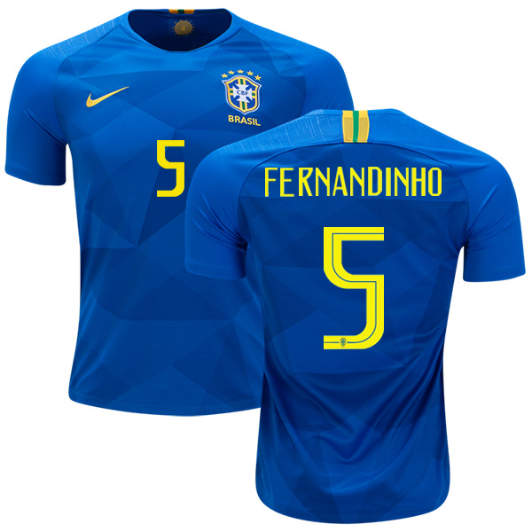 Brazil #5 Fernandinho Away Kid Soccer Country Jersey Brazil #5 Fernandinho Away Kid Soccer Country Jersey