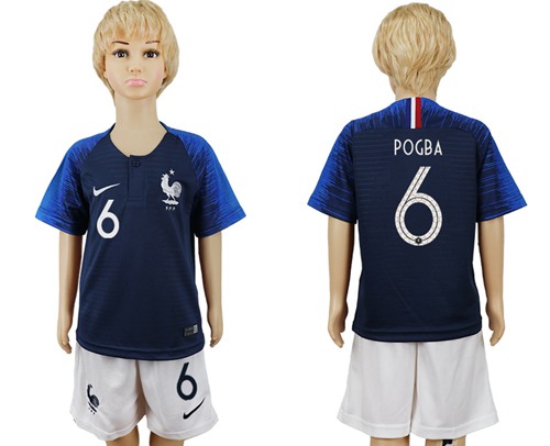 France #6 Pogba Home Kid Soccer Country Jersey France #6 Pogba Home Kid Soccer Country Jersey