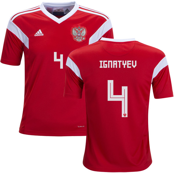 Russia #4 Ignatyev Home Kid Soccer Country Jersey Russia #4 Ignatyev Home Kid Soccer Country Jersey