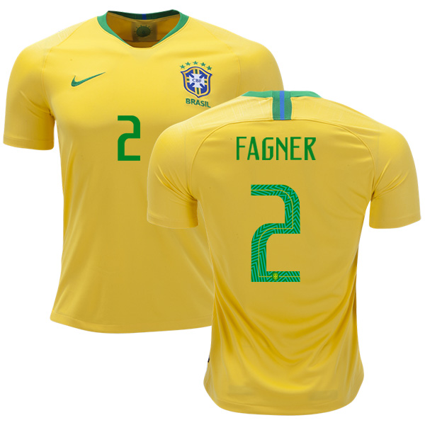 Brazil #2 Fagner Home Kid Soccer Country Jersey Brazil #2 Fagner Home Kid Soccer Country Jersey