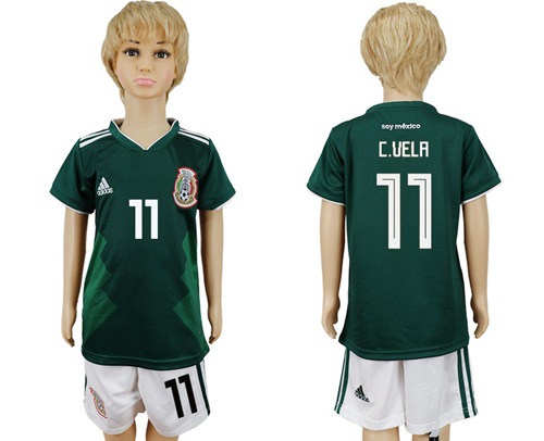 Mexico #11 C.Vela Home Kid Soccer Country Jersey Mexico #11 C.Vela Home Kid Soccer Country Jersey