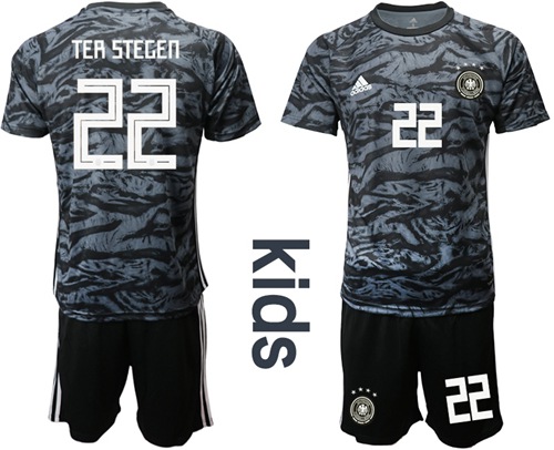 Germany #22 Ter Stegen Black Goalkeeper Kid Soccer Country Jersey Germany #22 Ter Stegen Black Goalkeeper Kid Soccer Country Jersey