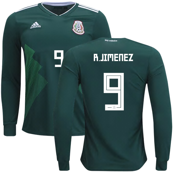 Mexico #9 R.Jimenez Home Long Sleeves Kid Soccer Country Jersey Mexico #9 R.Jimenez Home Long Sleeves Kid Soccer Country Jersey