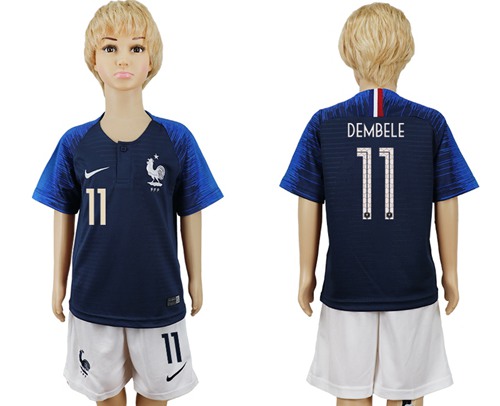 France #11 Dembele Home Kid Soccer Country Jersey France #11 Dembele Home Kid Soccer Country Jersey
