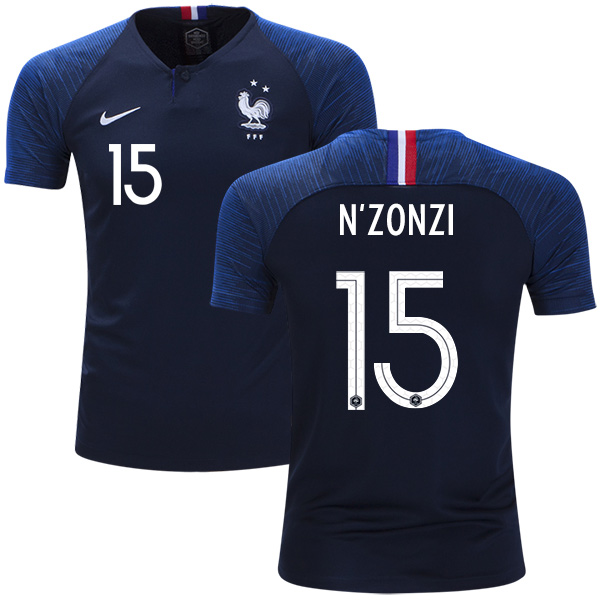 France #15 N'Zonzi Home Kid Soccer Country Jersey France #15 N'Zonzi Home Kid Soccer Country Jersey