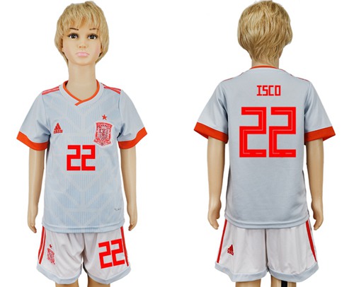 Spain #22 Isco Away Kid Soccer Country Jersey Spain #22 Isco Away Kid Soccer Country Jersey