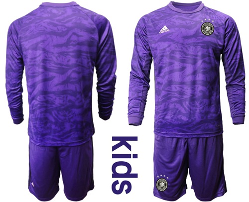 Germany Blank Purple Goalkeeper Long Sleeves Kid Soccer Country Jersey