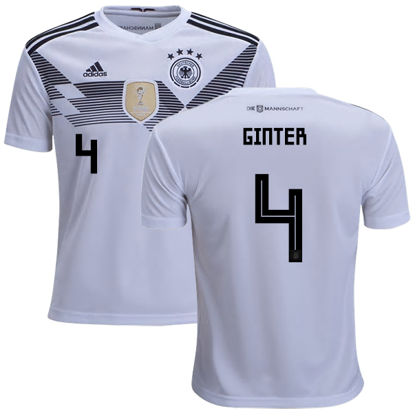 Germany #4 Ginter White Home Kid Soccer Country Jersey