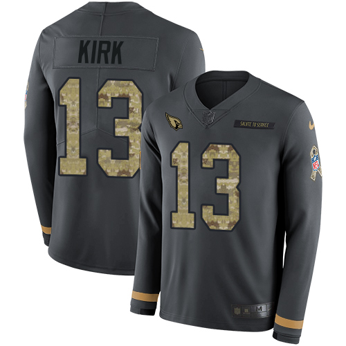 Nike Cardinals #13 Christian Kirk Anthracite Salute to Service Youth Stitched NFL Limited Therma Long Sleeve Jersey Nike Cardinals #13 Christian Kirk Anthracite Salute to Service Youth Stitched NFL Limited Therma Long Sleeve Jersey