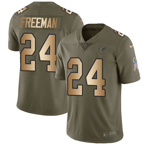 Nike Falcons #24 Devonta Freeman Olive/Gold Youth Stitched NFL Limited 2017 Salute to Service Jersey Nike Falcons #24 Devonta Freeman Olive/Gold Youth Stitched NFL Limited 2017 Salute to Service Jersey