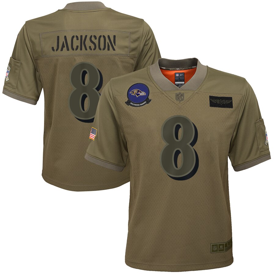 Youth Baltimore Ravens #8 Lamar Jackson Nike Camo 2019 Salute to Service Game Jersey Youth Baltimore Ravens #8 Lamar Jackson Nike Camo 2019 Salute to Service Game Jersey