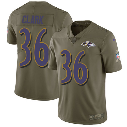 Nike Ravens #36 Chuck Clark Olive Youth Stitched NFL Limited 2017 Salute To Service Jersey Nike Ravens #36 Chuck Clark Olive Youth Stitched NFL Limited 2017 Salute To Service Jersey