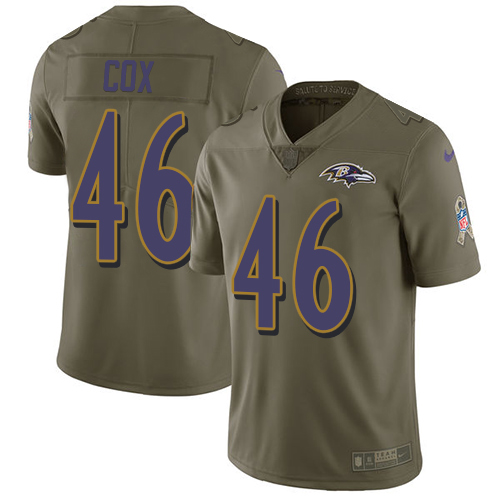 Nike Ravens #46 Morgan Cox Olive Youth Stitched NFL Limited 2017 Salute to Service Jersey Nike Ravens #46 Morgan Cox Olive Youth Stitched NFL Limited 2017 Salute to Service Jersey