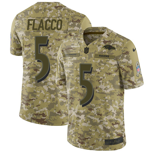 Nike Ravens #5 Joe Flacco Camo Youth Stitched NFL Limited 2018 Salute to Service Jersey Nike Ravens #5 Joe Flacco Camo Youth Stitched NFL Limited 2018 Salute to Service Jersey