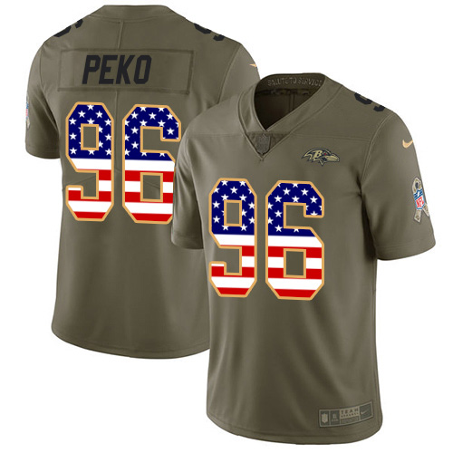 Nike Ravens #96 Domata Peko Sr Olive/USA Flag Youth Stitched NFL Limited 2017 Salute To Service Jersey Nike Ravens #96 Domata Peko Sr Olive/USA Flag Youth Stitched NFL Limited 2017 Salute To Service Jersey