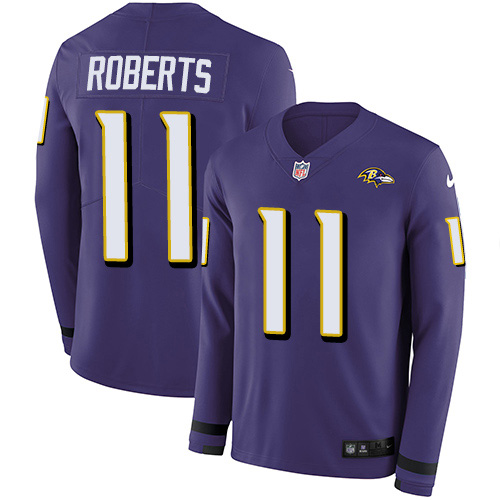 Nike Ravens #11 Seth Roberts Purple Team Color Youth Stitched NFL Limited Therma Long Sleeve Jersey Nike Ravens #11 Seth Roberts Purple Team Color Youth Stitched NFL Limited Therma Long Sleeve Jersey