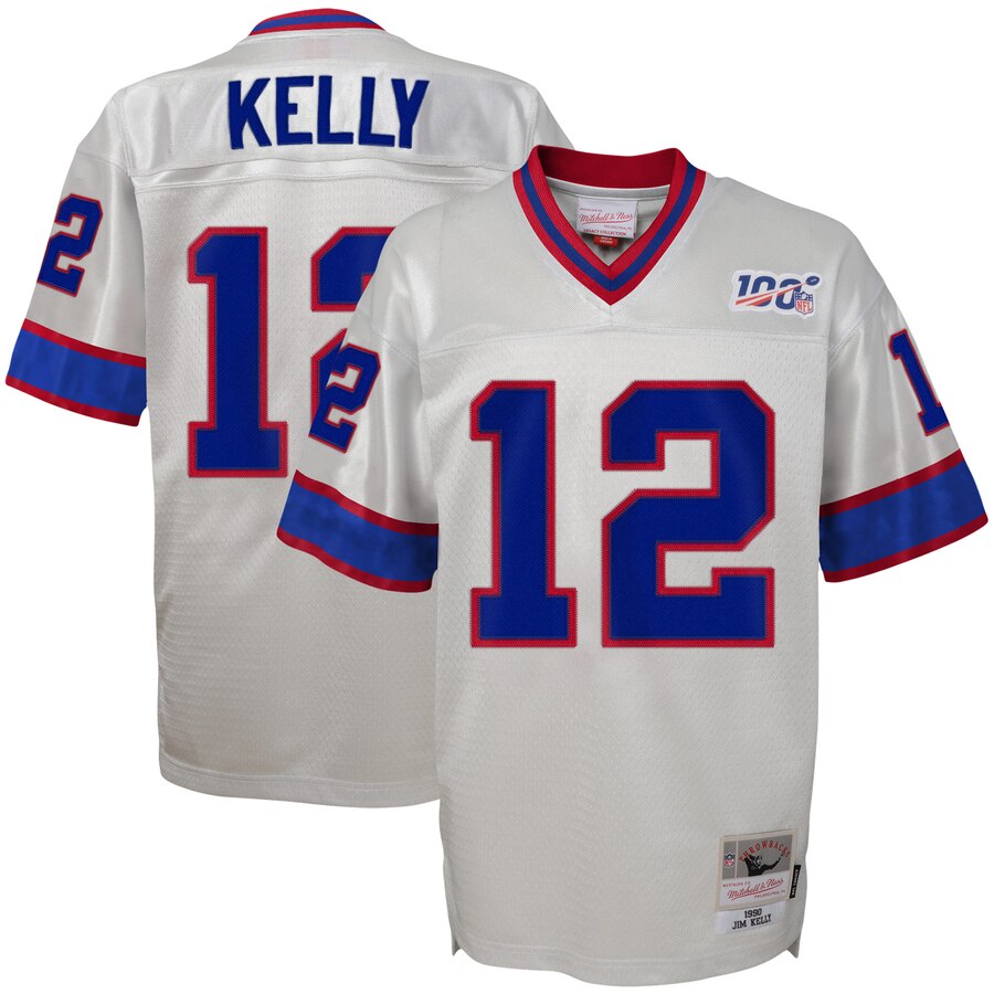 Youth Buffalo Bills #12 Jim Kelly Mitchell & Ness Platinum NFL 100 Retired Player Legacy Jersey Youth Buffalo Bills #12 Jim Kelly Mitchell & Ness Platinum NFL 100 Retired Player Legacy Jersey